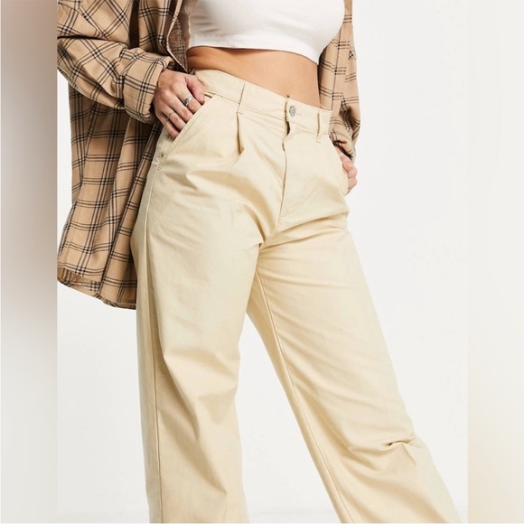 Levi’s High Loose Pants Pleated Khaki Chino Beige Tan Canvas Trousers Wide Leg - Picture 5 of 16